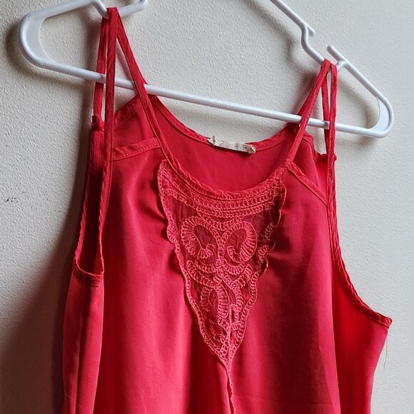 Haute Society Hot Pink Lace Tank Top Size Small - Picture 2 of 12